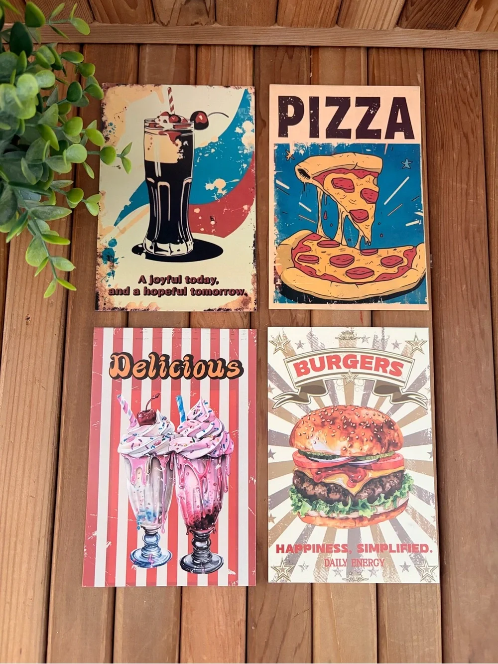 Set of 4 Retro Inspired Food Postcards, Vintage Style Kitchen Stationary